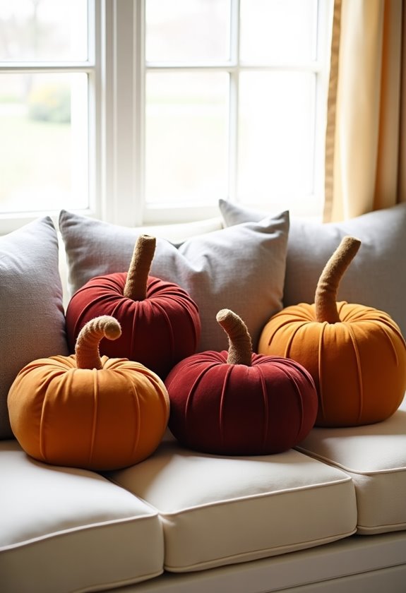 cozy decorative pumpkin pillows