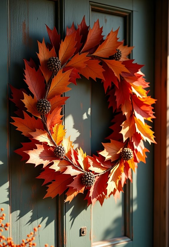 dried leaf wreath creation