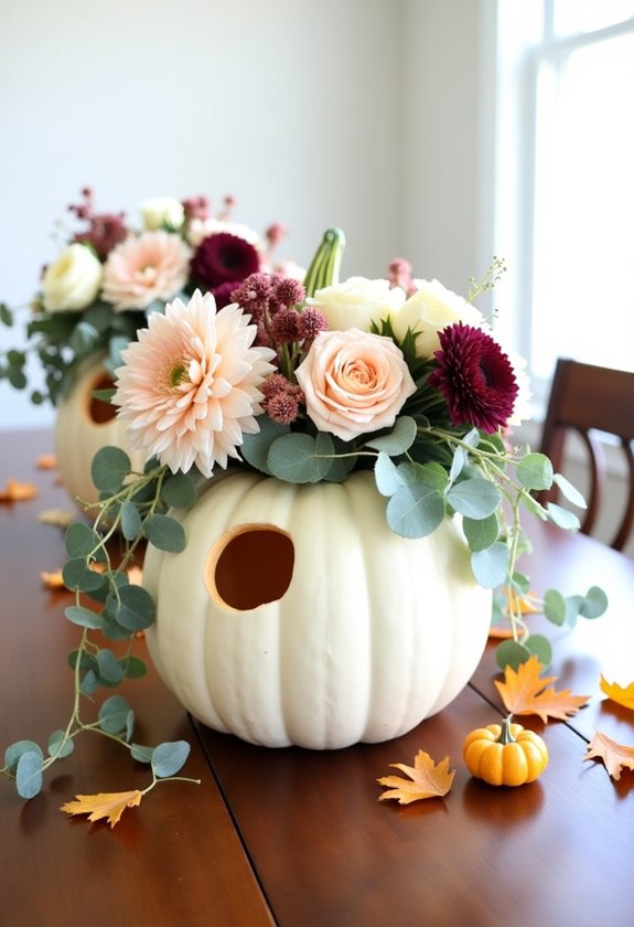 fall floral pumpkin arrangements