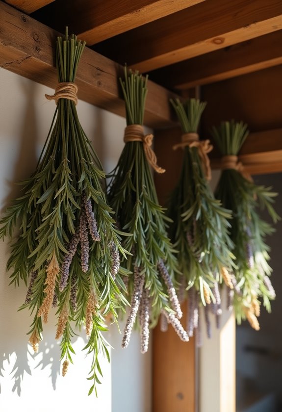 herbs tied for storage