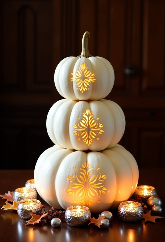 illuminated pumpkin decorations evening