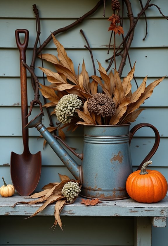 old weathered gardening tools