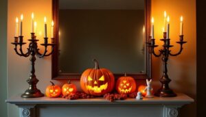retro spooky mantel decor