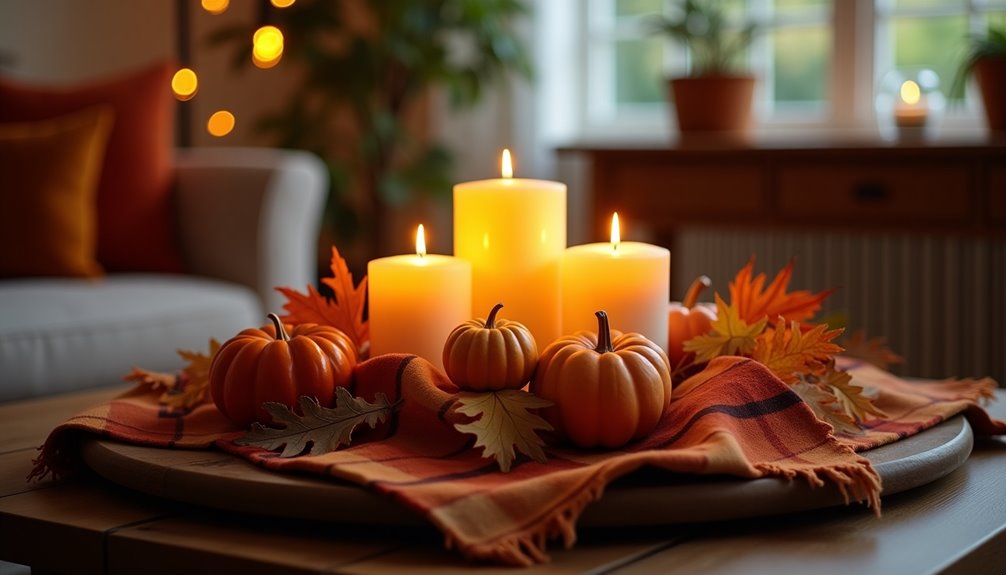 spooky cozy coffee table decor