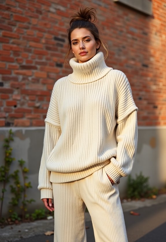 stylish one color knitwear outfit