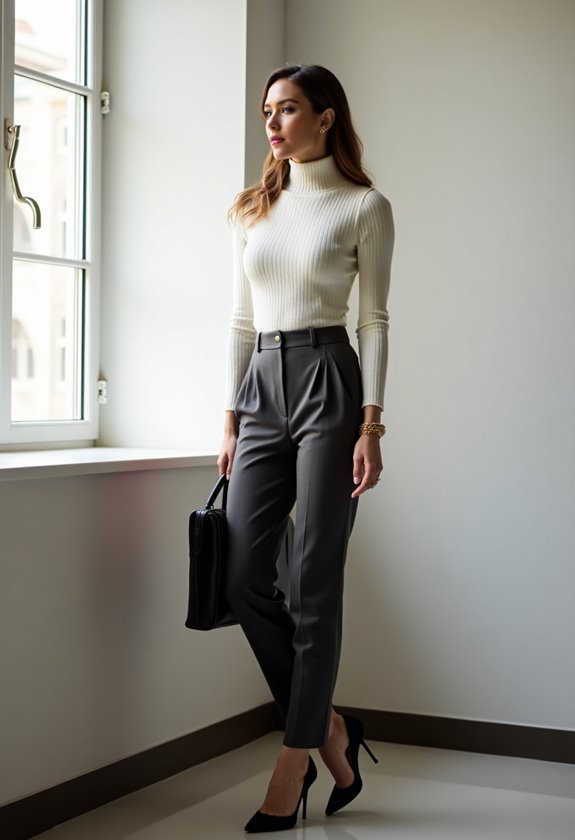 stylish ribbed office sweater