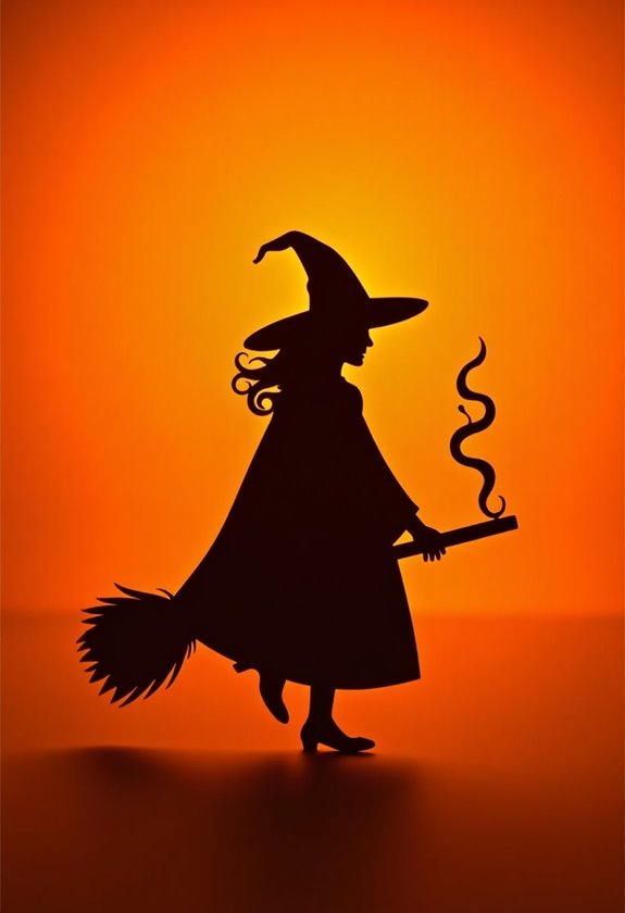 witch silhouette against moonlight